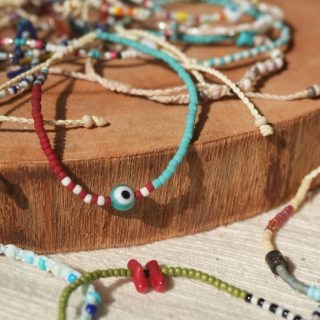 Za Bracelet | Gelang Tali Serut Japanese Beads dengan Evil Eyes